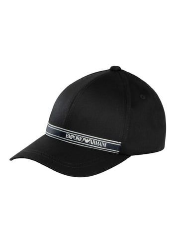 Emporio Armani Gorra Con Franja De Marca, Negro