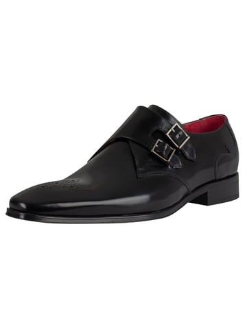 Jeffery West Zapatos De Cuero Con Hebilla Pulida, Negro