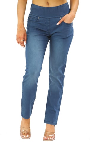 Vaqueros con control de barriga y cintura elástica para mujer en azul