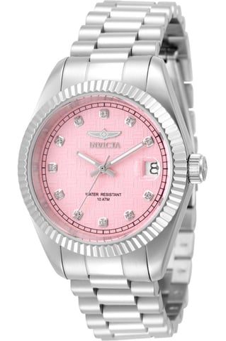 Invicta Specialty 51041 Reloj de mujer - Movimiento de cuarzo - Acero inoxidable con esfera rosa - 36 mm