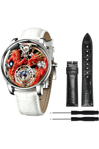 Invicta Objet D Art 70577 Reloj de Hombre - Movimiento de Cuarzo - Acero Inoxidable con Esfera Roja - 45 mm - Edición Dragón