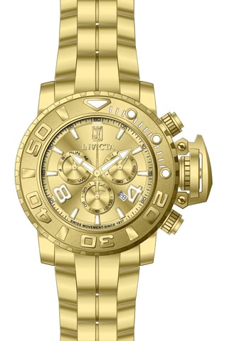 Invicta Jason Taylor 51317 Reloj de hombre - Movimiento de cuarzo - Acero inoxidable con esfera dorada - 58 mm
