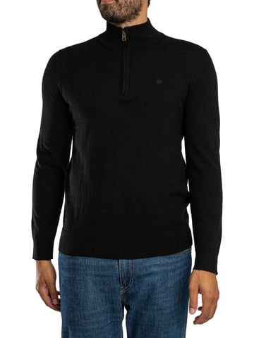 Superdry Jersey De Punto Con Media Cremallera Ess LW De Mezcla De Lana Y Media Lana., Negro