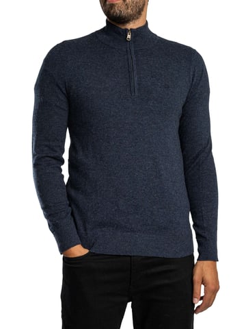 Superdry Jersey De Punto Con Media Cremallera Ess LW De Mezcla De Lana Y Media Lana., Azul