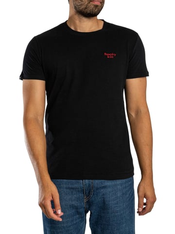 Superdry Camiseta Essential Con Logo Serif, Negro