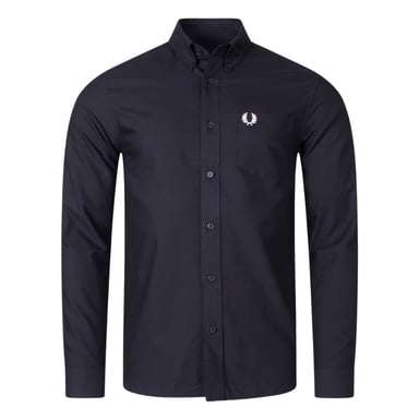 Camisa Oxford De Manga Larga Negra Lisa De Fred Perry