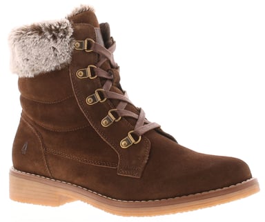 Hush Puppies Womens Ankle Boots Florence Suede Leather Zip and Lace brown