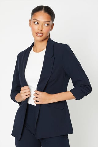 Ruched Sleeve Blazer