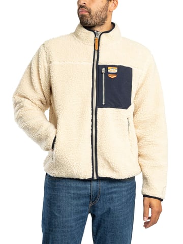 Superdry Chaqueta Polar Vintage Retro Con Cremallera Completa, Beige