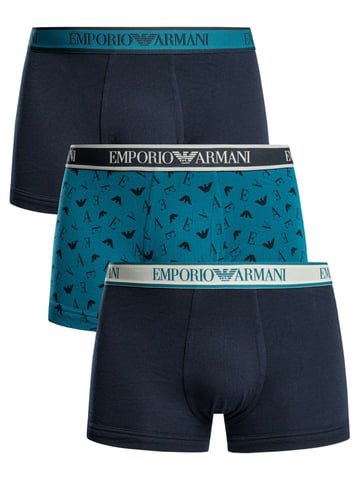 Emporio Armani 3 Pack Trunks, Azul