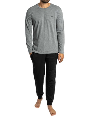 Emporio Armani Conjunto De Pijama De Manga Larga De Punto, Azul