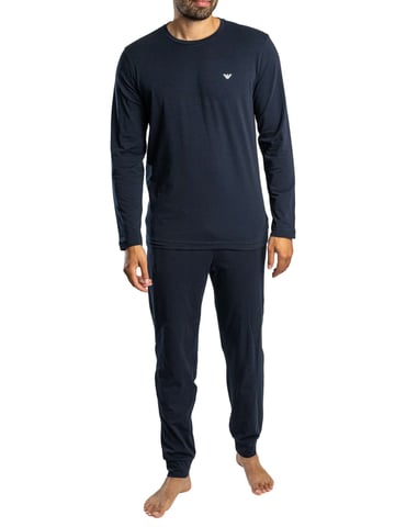Emporio Armani Conjunto De Pijama De Manga Larga De Punto, Azul