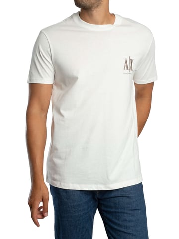 Armani Exchange Camiseta Con Logo De Pecho Grande, Blanco