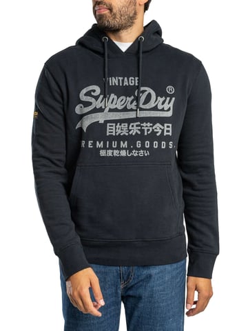 Superdry Sudadera Con Capucha Clásica Del Logotipo De La Vendimia, Azul
