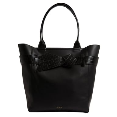 Bolso Tote Negro Con Lazo Y Efecto Cocodrilo De Ted Baker