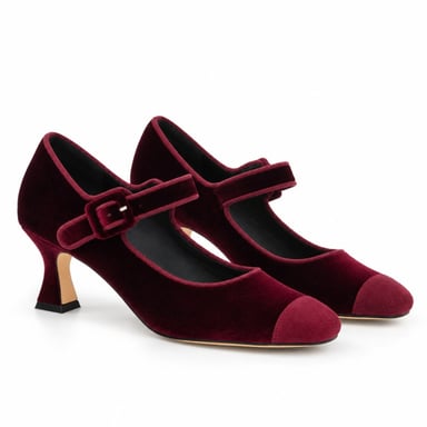 Zapato Burdeos de Terciopelo con Hebilla Montevita 105335