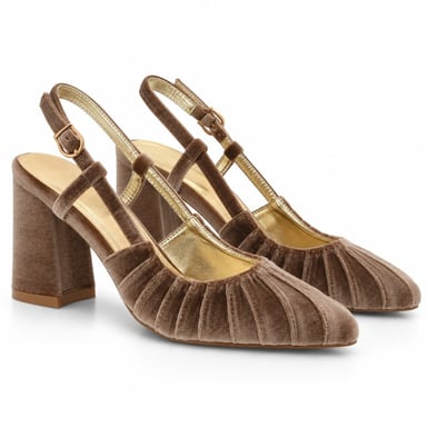 Zapato de Terciopelo Destalonado Taupe Montevita 105356