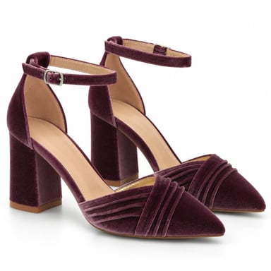 Zapatos de Salón de Terciopelo Malva con Correa al Tobillo Montevita 105352