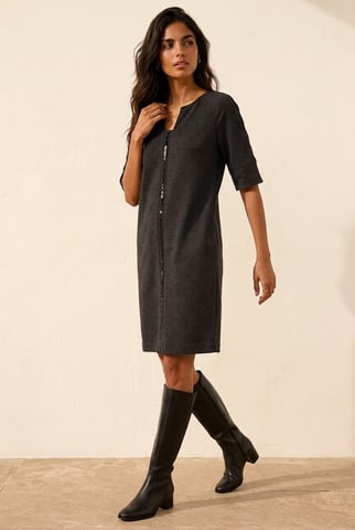 Vestido recto de primera línea adornado