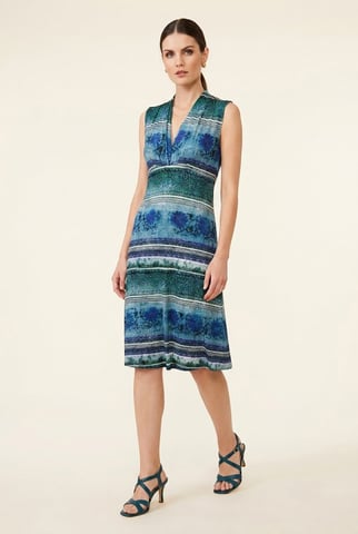 Vestido sin mangas con escote en V y estampado de borde
