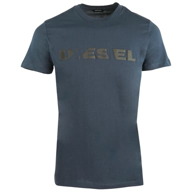Diesel T-Diego-Brok camiseta azul marino con logo rasgado