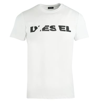 Diesel T-Diego-Brok camiseta blanca con logo rasgado