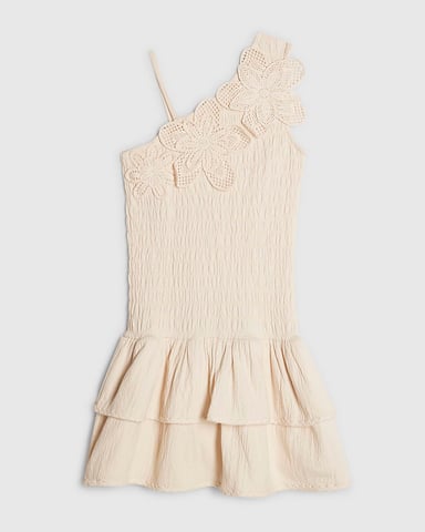 River Island Vestido de niña Crema Asimétrico Flor de ganchillo