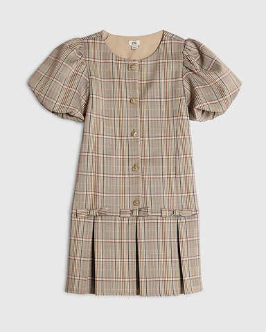 River Island Vestido para niña Marrón Cuadros Bajo plisado con lazo