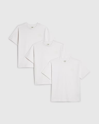 River Island Camisetas para niño Blancas RR Pack de 3 Cuello redondo