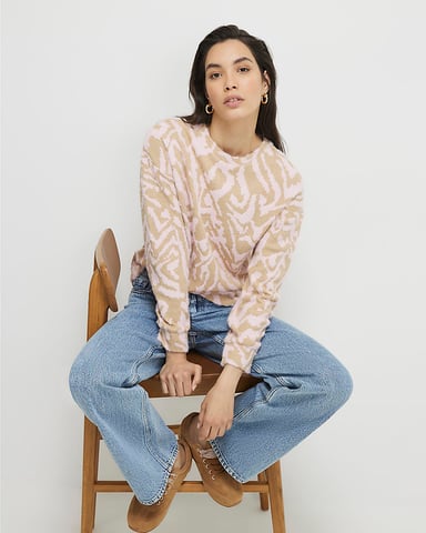 River Island Top de mujer Rosa Manga larga Estampado de cebra Suave