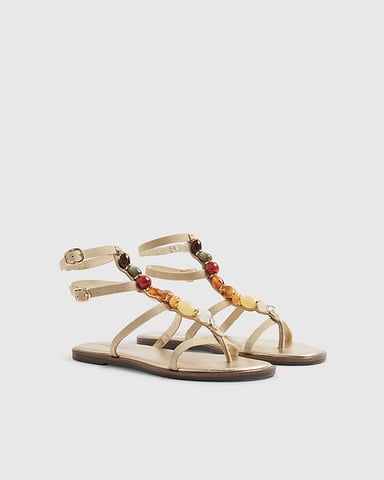 River Island Sandalias de gladiador para mujer Beige con adornos de piedras