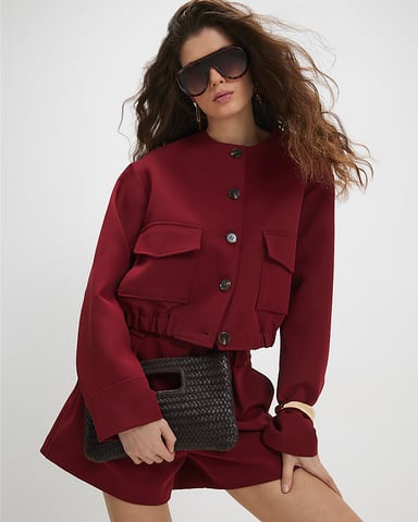 River Island Chaqueta bomber de mujer Roja Manga larga Detalle de bolsillos