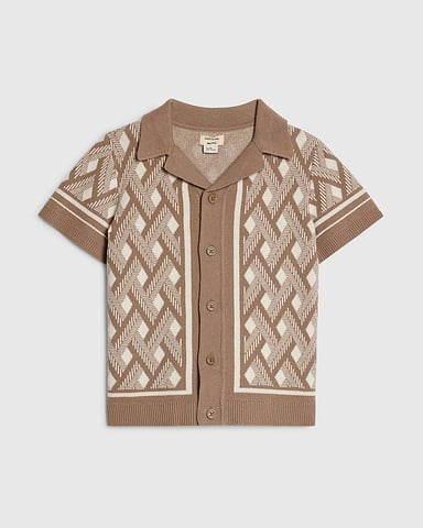 River Island Camisa de punto mini para niño Beige Geométrica con cuello