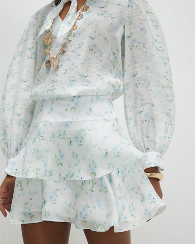River Island Falda mini de mujer Blanca Floral Rara Con cremallera De volantes