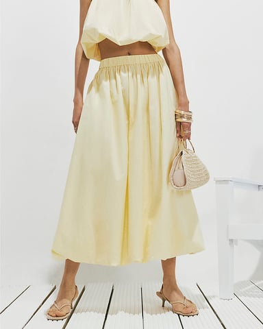 River Island Falda maxi de mujer Amarilla de popelina con bajo abullonado