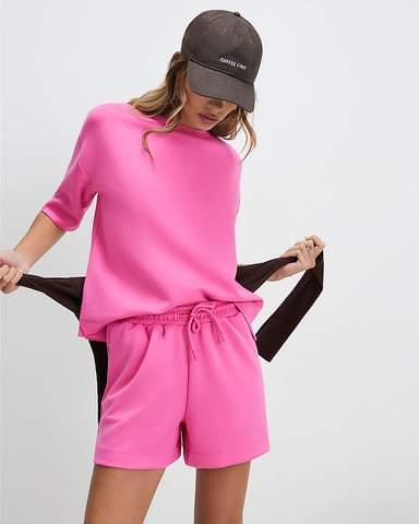 River Island Pantalones cortos de mujer, rosa, premium, cintura con cordón