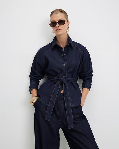 River Island Chaqueta trench de mujer Azul Denim Corta