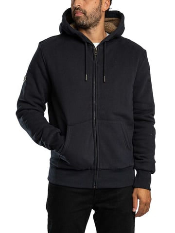 Superdry Sudadera Con Capucha Y Cremallera Con Forro De Borrego, Azul