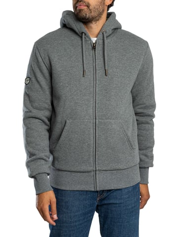 Superdry Sudadera Con Capucha Y Cremallera Con Forro De Borrego, Gris