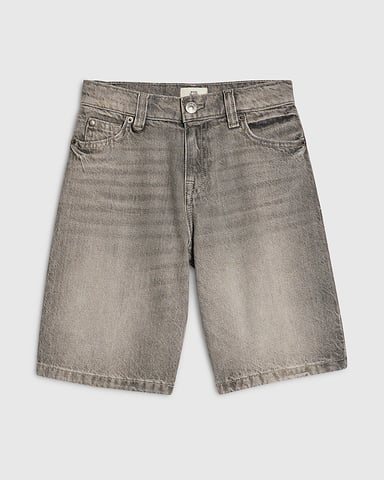 River Island Jorts vaqueros para niño Gris Gráfico trasero Cremallera Botón