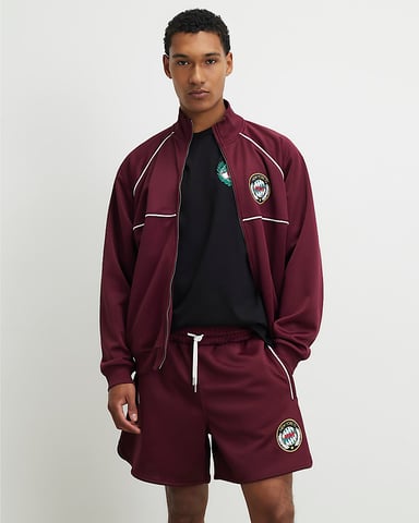 River Island Chaqueta de chándal para hombre Roja Pony de corte Regular Fit de tricot