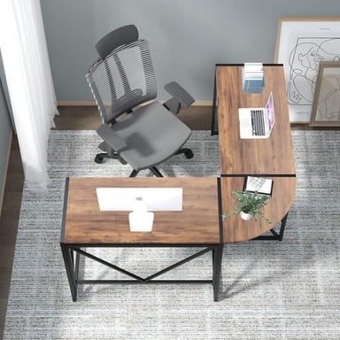 Furnilux Oasis escritorio esquinero negro 135x45x75 cm