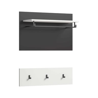 Furnilux Panel para recibidor, armario blanco con compartimento de almacenamiento y ganchos 80x73x27 cm