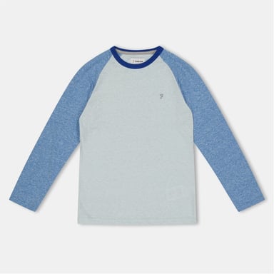 Camiseta de béisbol Farah para niño, de manga raglán y cuello redondo, en azul