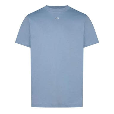 Camisa de mujer Off-White de corte entallado y manga corta en denim desgastado