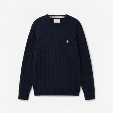 Joules Cable Crew Jersey de hombre Azul marino