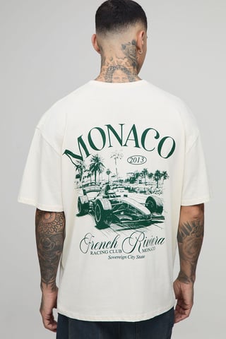 Tall Oversized Monaco Racing Print Camiseta