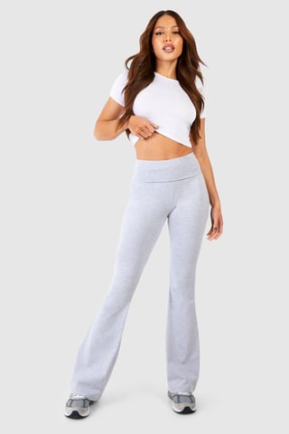 Pantalones de yoga acampanados Tall de jersey de algodón con cinturilla doblada