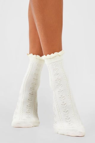 Boohoo Calcetines de punto calado con borde festoneado