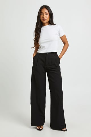 Pantalón petite de pierna ancha de corte sastre